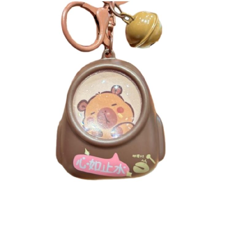Cartoon Space Capsule Capybaras Keyring Schoolbag Pendant Trinket Animal Night Light Keyring Handmade Friend Gift
