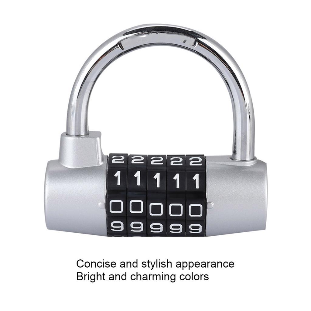 5 Digit   Lock Padlock U shaped Suitcase Door Combination Lock Red