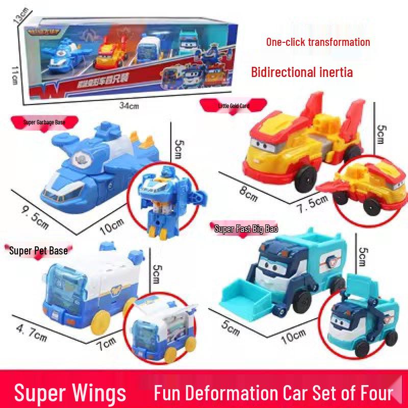 Super Wings 13-Piece Mini Transforming Robot Set: Jett, Big Strong, Jin, and Mighty Little Wing Toys