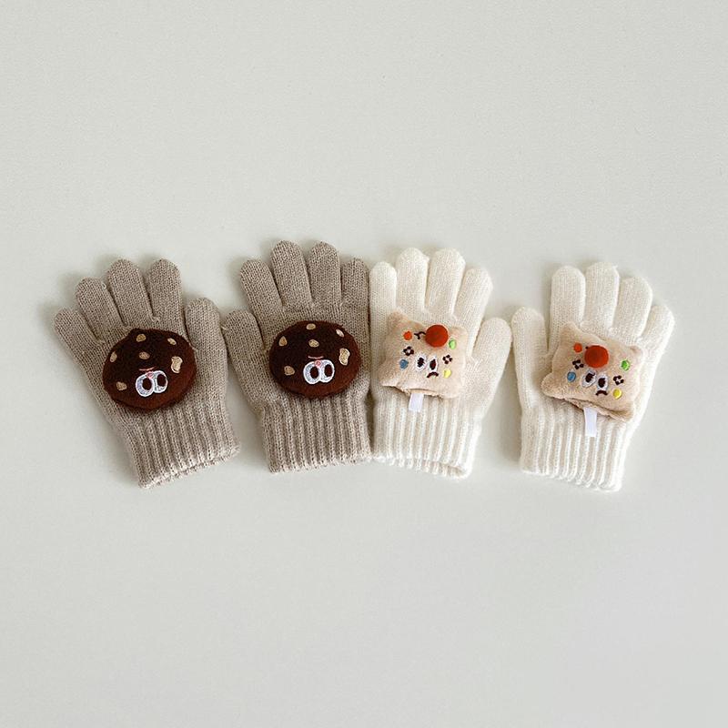 Cute Cartoon Baby Gloves Winter Warm Knitted Mittens for Toddler Kawaii Solid Color Kids Boys Girls Five Finger Gloves