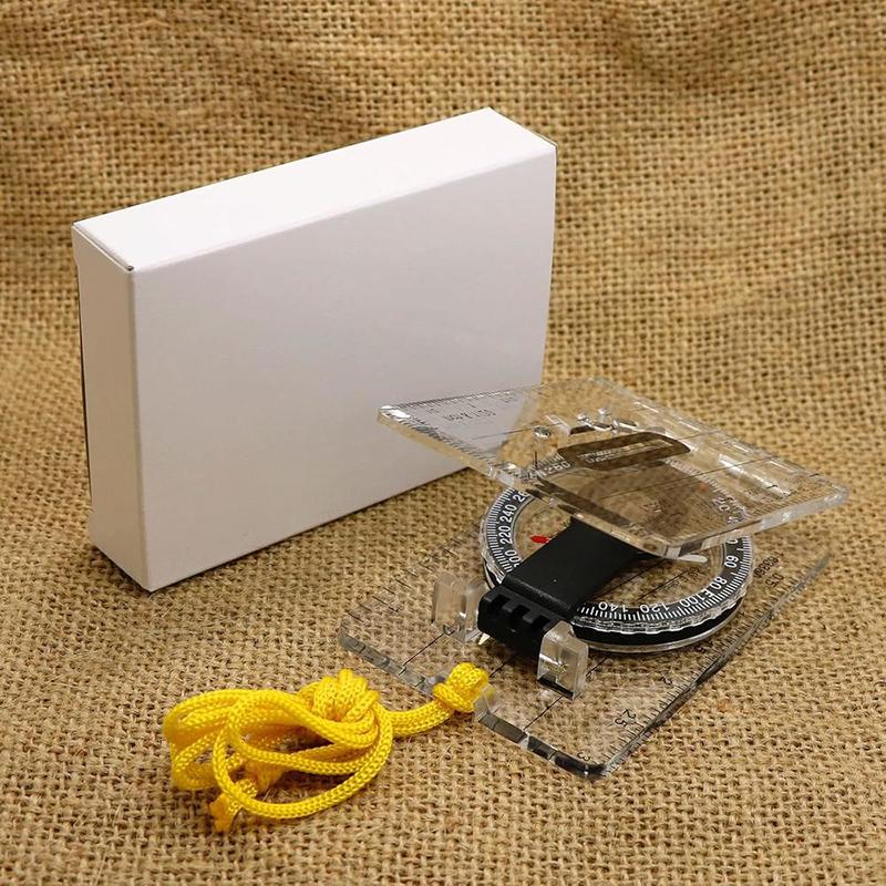 Outdoor Hiking Survival Guide Tool Compass Map Scale Ruler Folding Drawing Multifunctional Waterproof