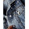 Trendy Women's Plus Size Pearl Embellished Denim Jacket