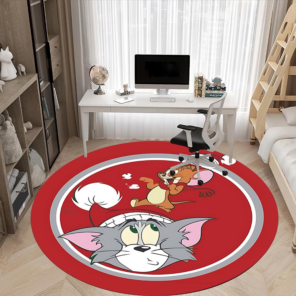 1pc Tom Jerry Office Round Area Rug, Bedroom Living Room Home Decor, Room Deco, Offic a1016084