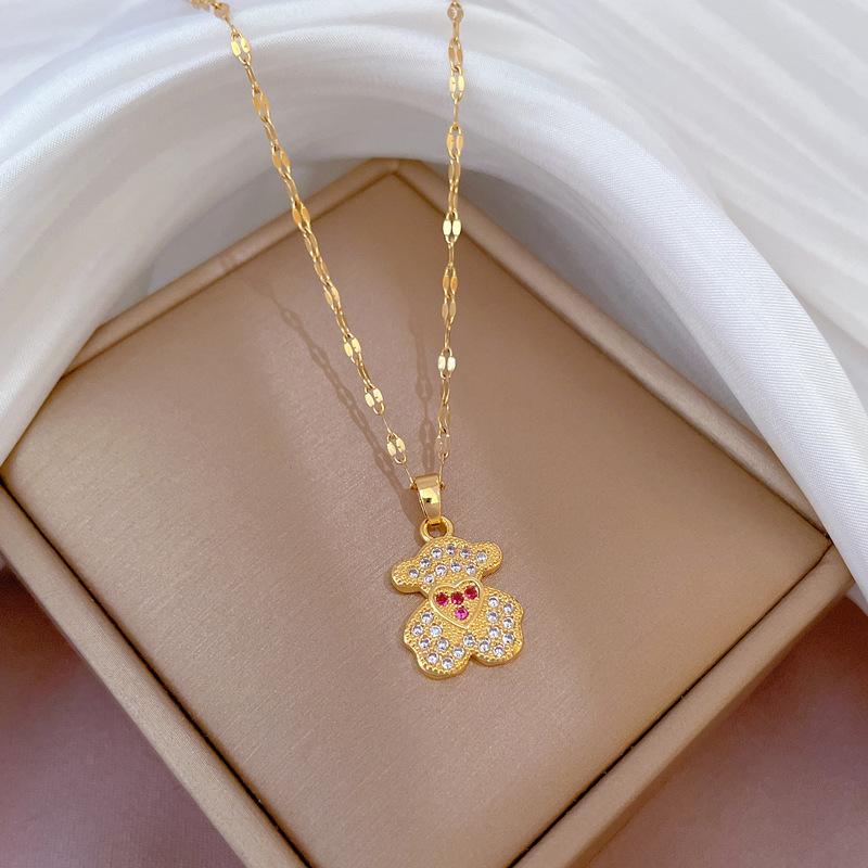 Náhrdelník Bear Heavy Industry Dámsky Medený Mikro-Inkrustovaný Pravým Zlatom Galvanicky Pokovovaný Jemná Kľúčna Kosť Retiazka Retiazka na Krk