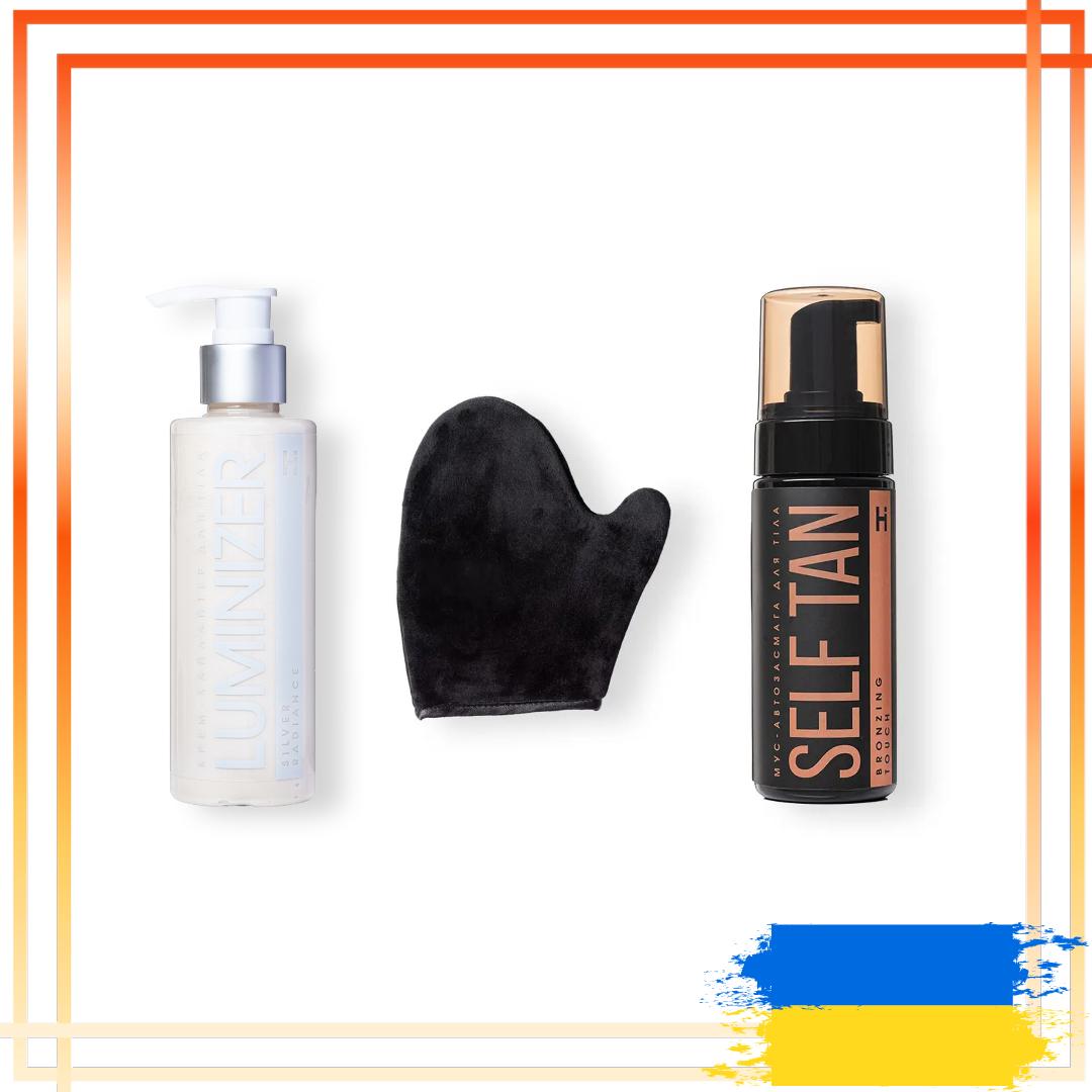 

Крем-хайлайтер Silver Radiance + Набір для автозагара