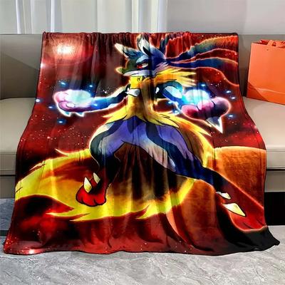 Japanischer Anime Pokemon Mega Lucario Flanell Flauschige weiche Decke Figuren Home Sofa Pause Decke Kinder Decke Nickerchen Abdeckung Kid