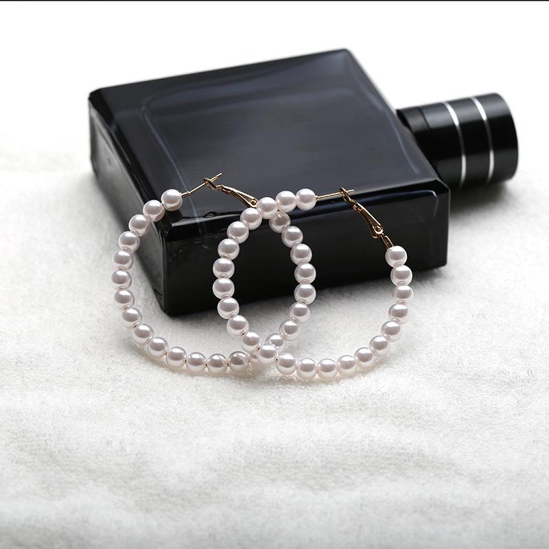 White Imitation Pearls Round Hoop Earrings Fashion Women Elegant Trend Korean Earring Brincos Jewelry korean Fashion