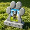 Imitation Stone Pet Tombstone with Paw Print Photo Frame Weather-Resistant Resin Memorial Stone for Dogs And Cats Engraved Base for Custom Pet