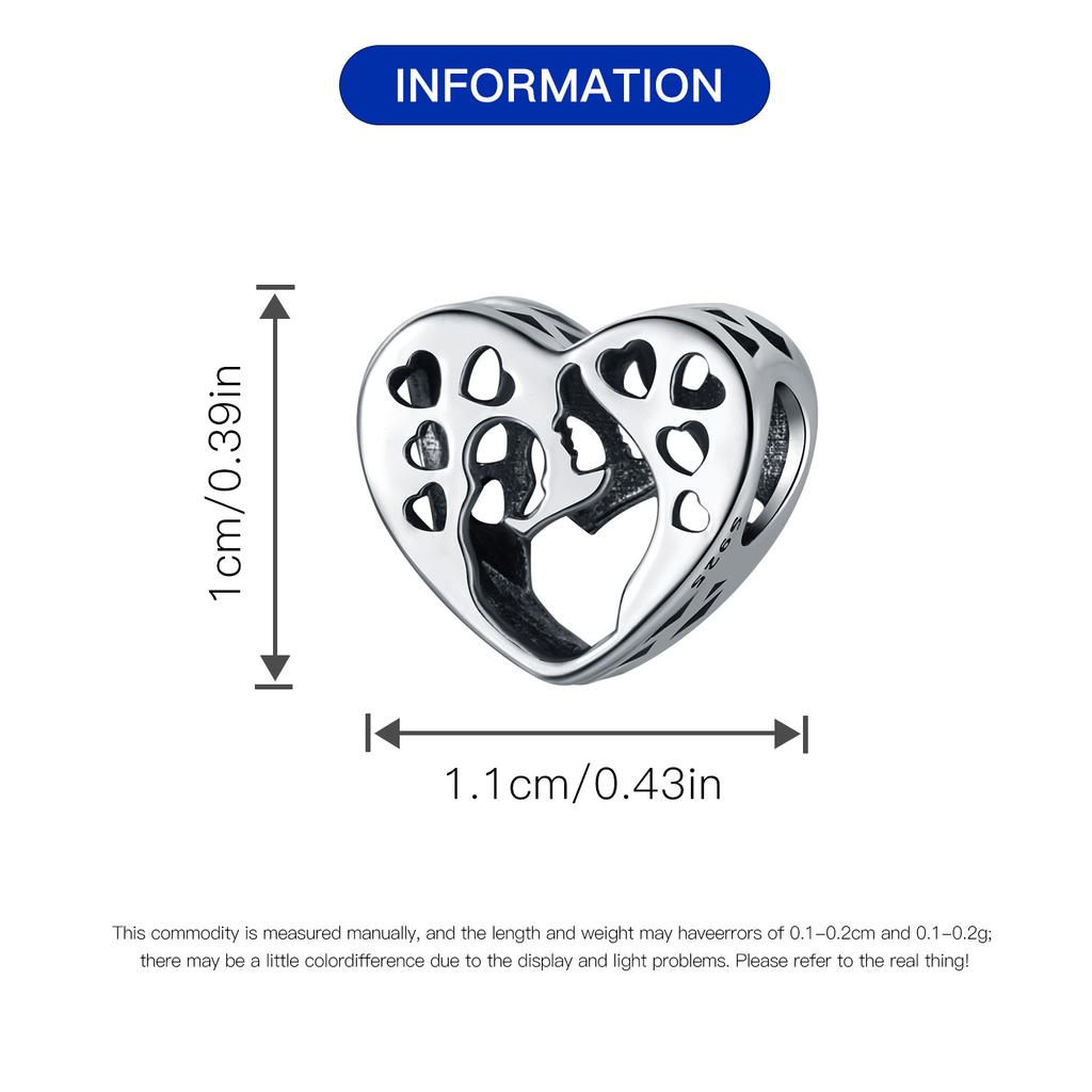 Beads Copper Charms Original Mother Child Hollow Heart Beads Fit Bracelet Jewelry Diy Women Fine Gift Accessory