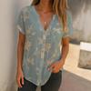 Womens Short Sleeve V Neck Printed Casual Blouse