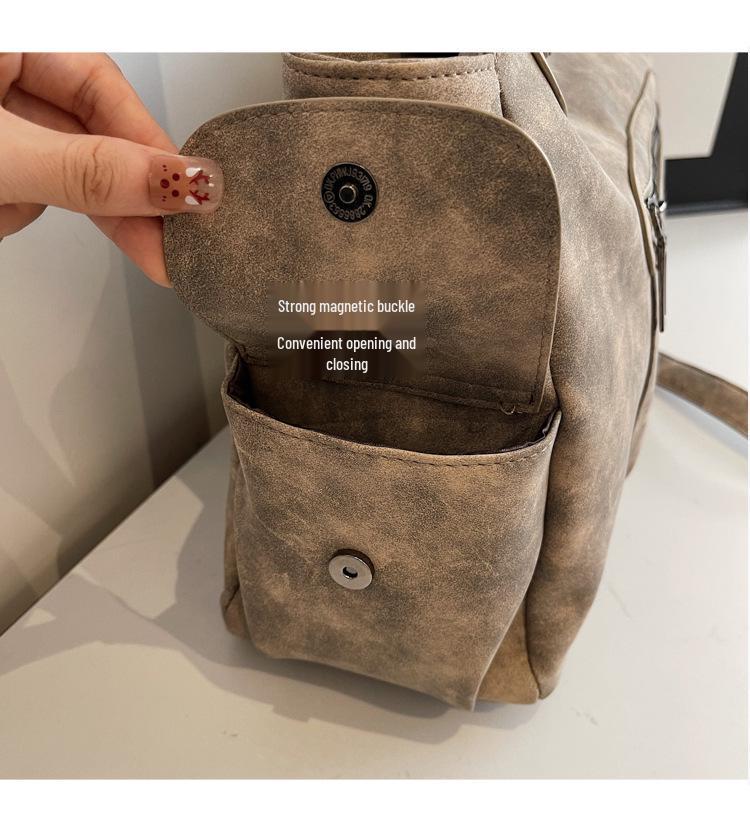 2025 Women's Retro Large-Capacity Frosted Tote, Shoulder, and Crossbody Bag