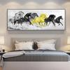 Six Running Black and Gold Horse Animals Posters and Prints Art Canvas Painting Wall Art Picture for Living Room Classical Mural No Frame