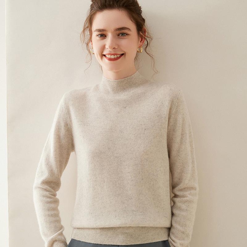 Women's Slimming Cashmere Half-High Neck Sweater - 100% Pure Cashmere, Versatile and Lightweight Knitwear