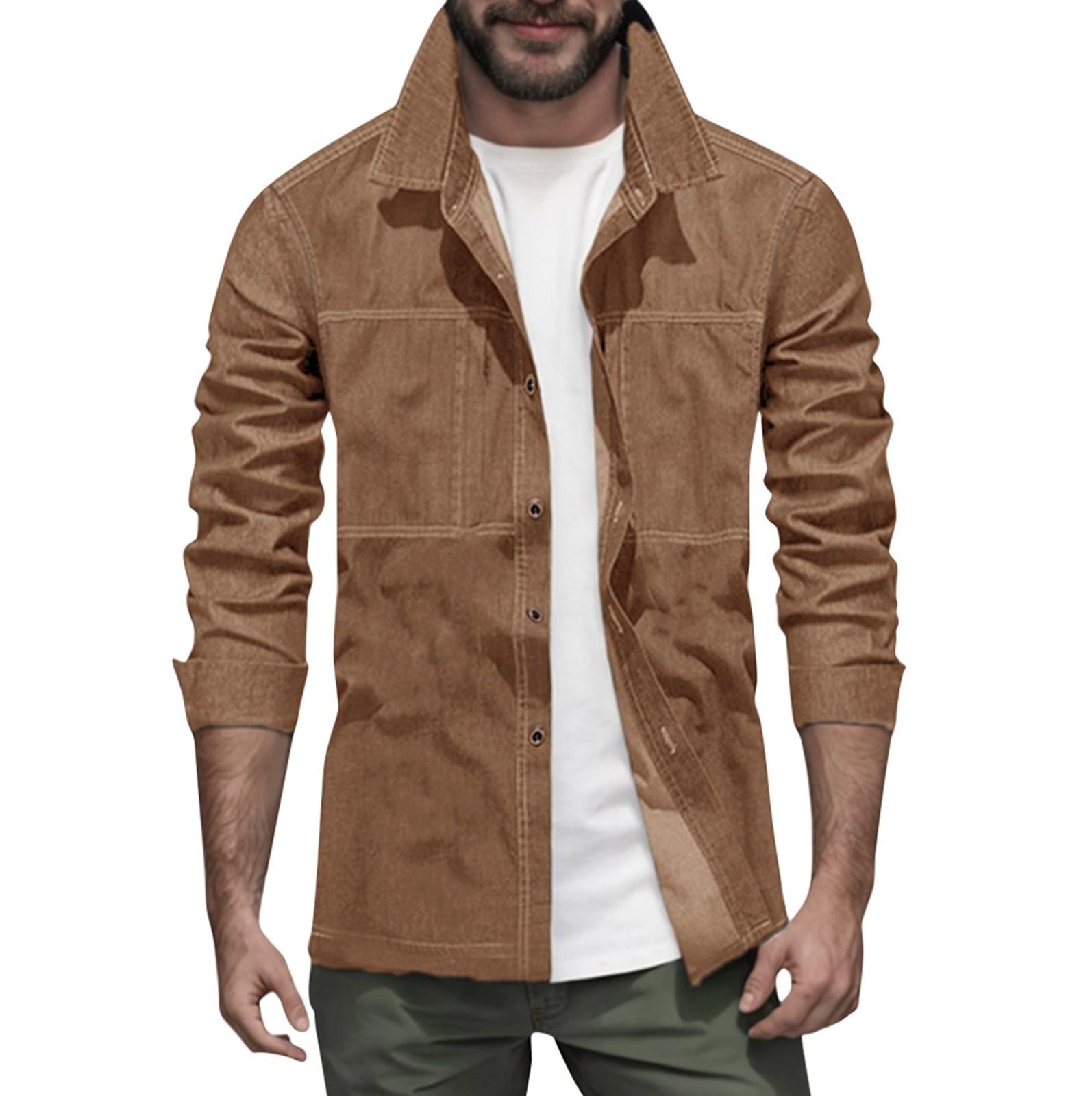 

Мужская летняя однотонная рубашка с лацканами и длинными рукавами, мужская повседневная модная рубашка с длинными рукавами M хаки