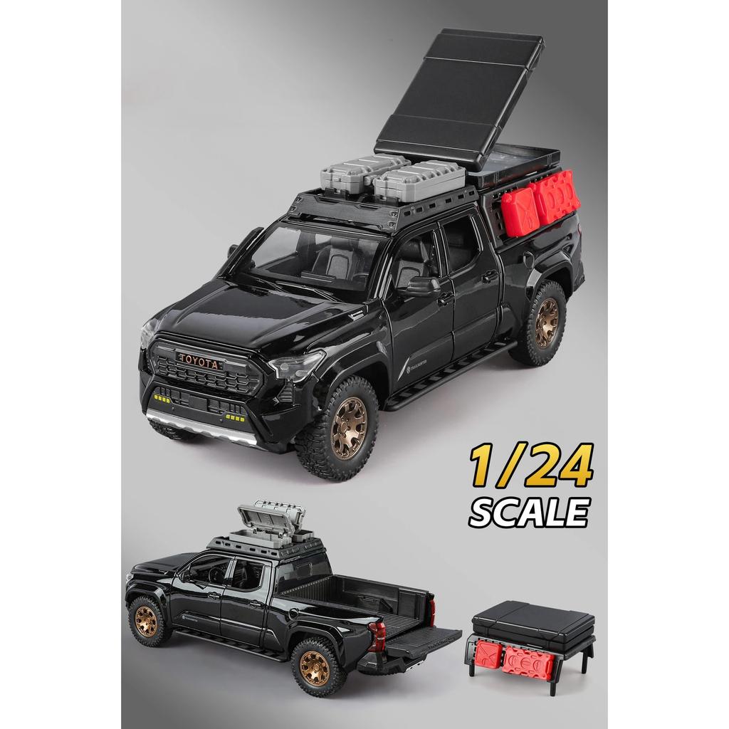 Reiseversion 1/24 TOYOTA Tacoma Legierung Pickup Automodell Diecast Metall Geländefahrzeuge Automodell Ton und Licht Kinderspielzeug Geschenk