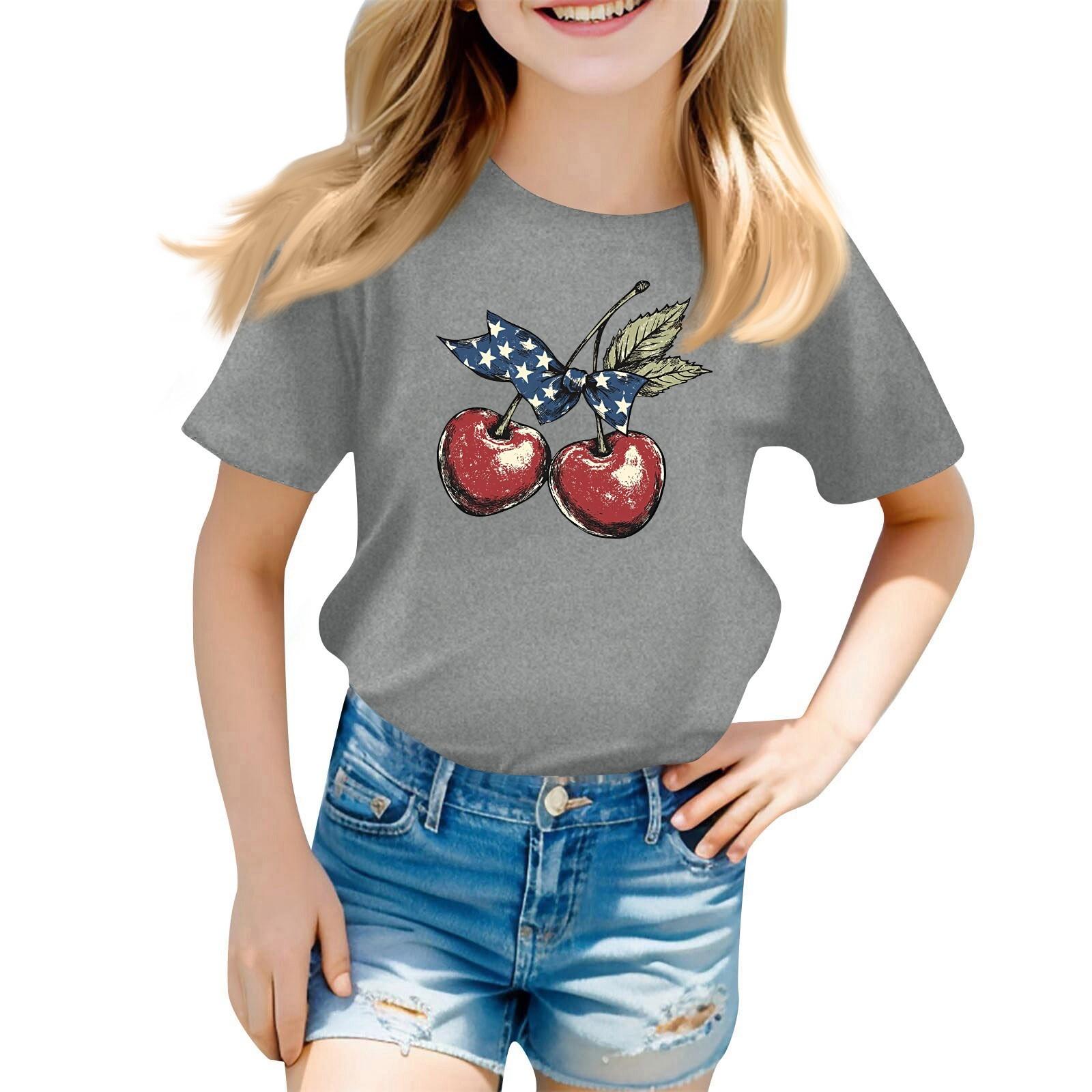 

Детский набивной короткий рукав круглый вырез повседневный удобный свободный легкий топ 130