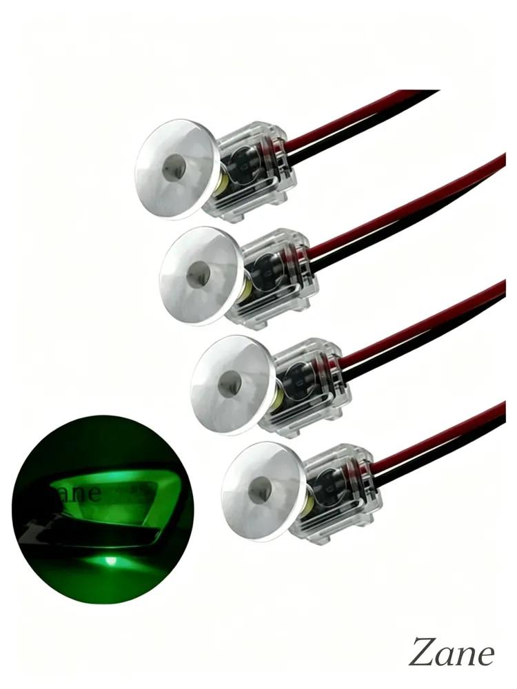 LED lamps for car door handles, 4 pcs, transparent case, single color light, 12V, for door cup