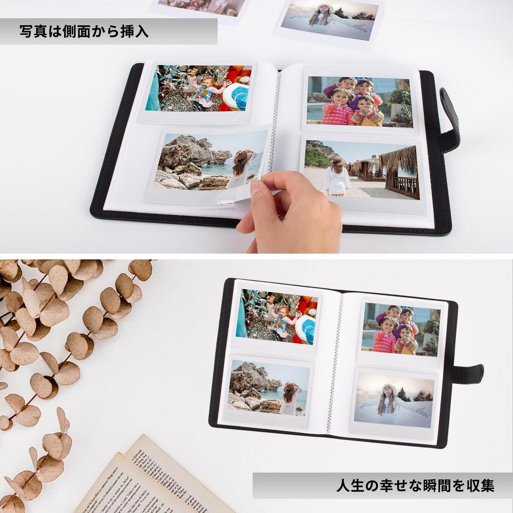 kinokoo for Fujifilm Instax Wide 400 Photo Album, Holds 80 3.4x4.3-inch Photos, PU Leather (Black), Available in 3 Colors, Birthday Gift