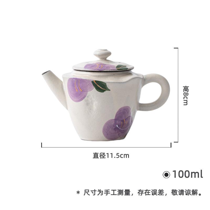 100ml Powder Yin Hand-painted Camellia Teapot Ancient Tea Infuser Pot Tea Making Kettle With Filter Tea Ceremony Collection Gift