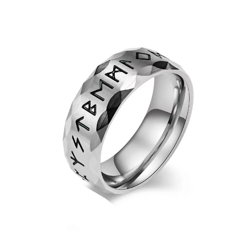 HERRE Ring Rustfritt Stål Mote Stil HERRE Dobbel Bokstav Rune Ord Odin Norse Viking Amulet RETRO Ringer Smykker