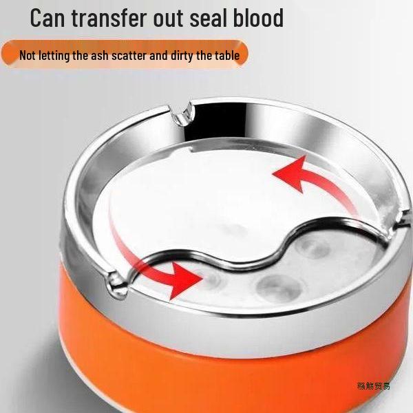 Creative Stainless Steel Ashtray with Lid - Anti-Fly, Ideal for Office, Bathroom, or Living Room