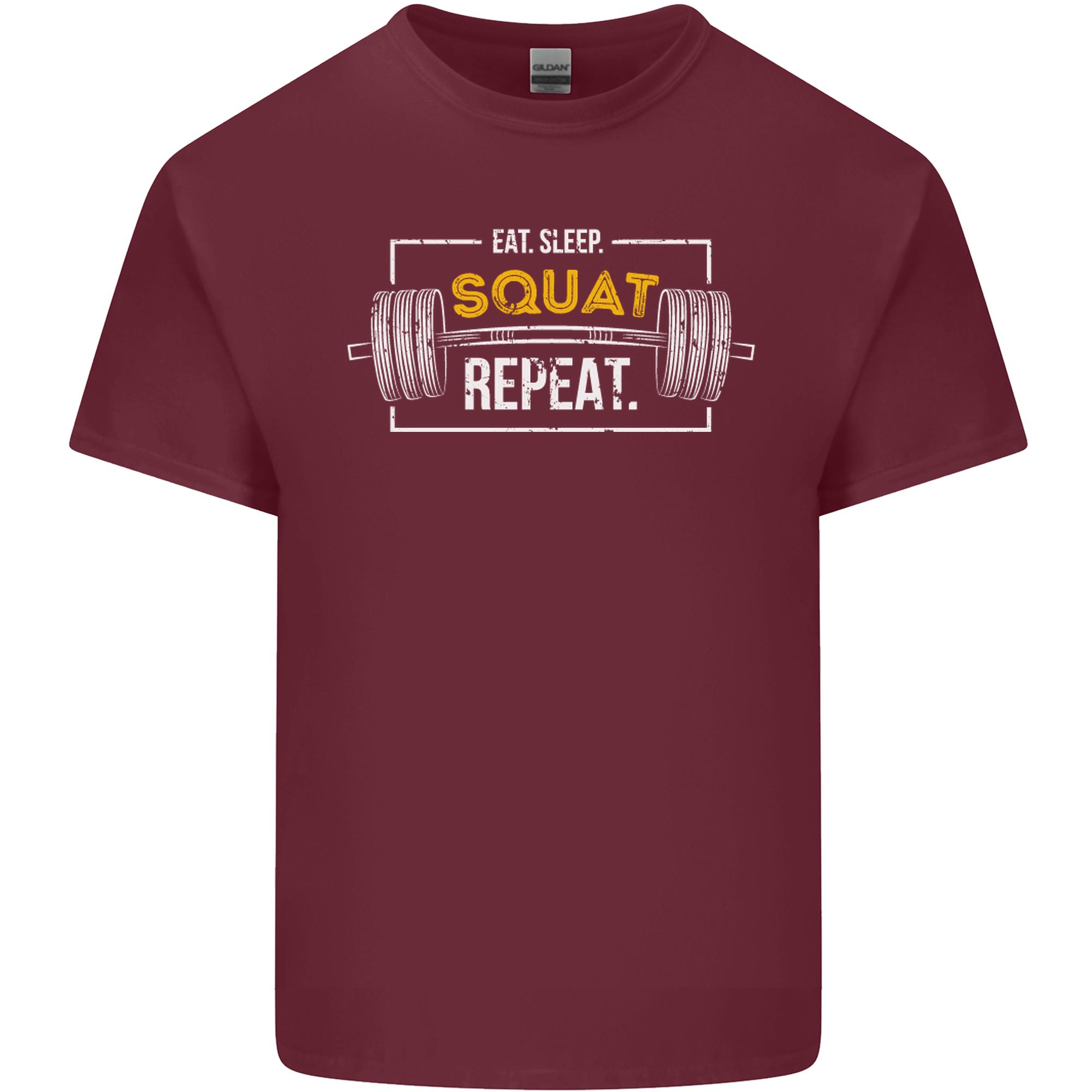 Eat Sleep Squat Repeat Gym Training Top Unisexs Light Cotton TShirt S