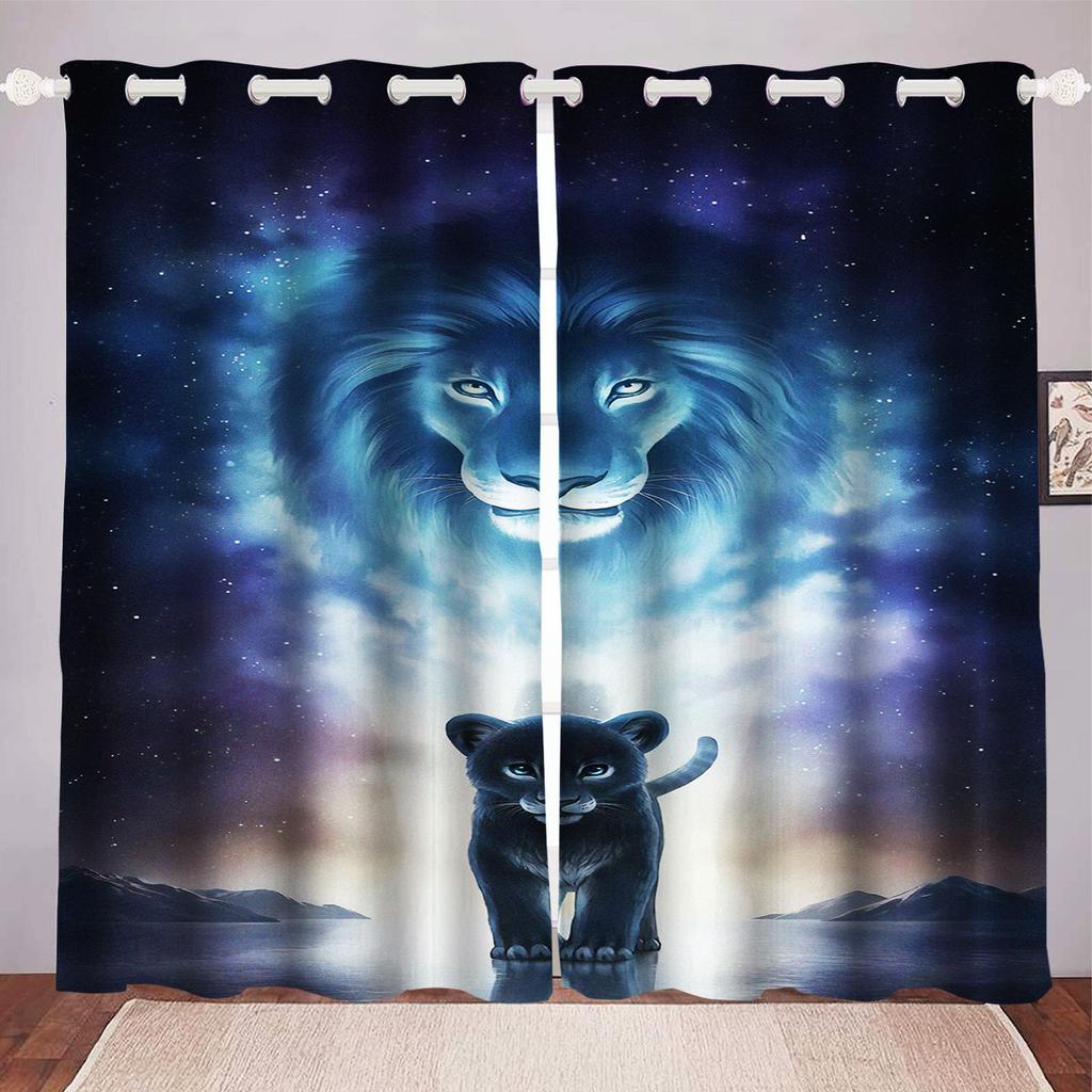 Lion King Dustproof 100% Polyester Blackout Curtains Curtains For Living Room Bedroom Drapes Home Decor