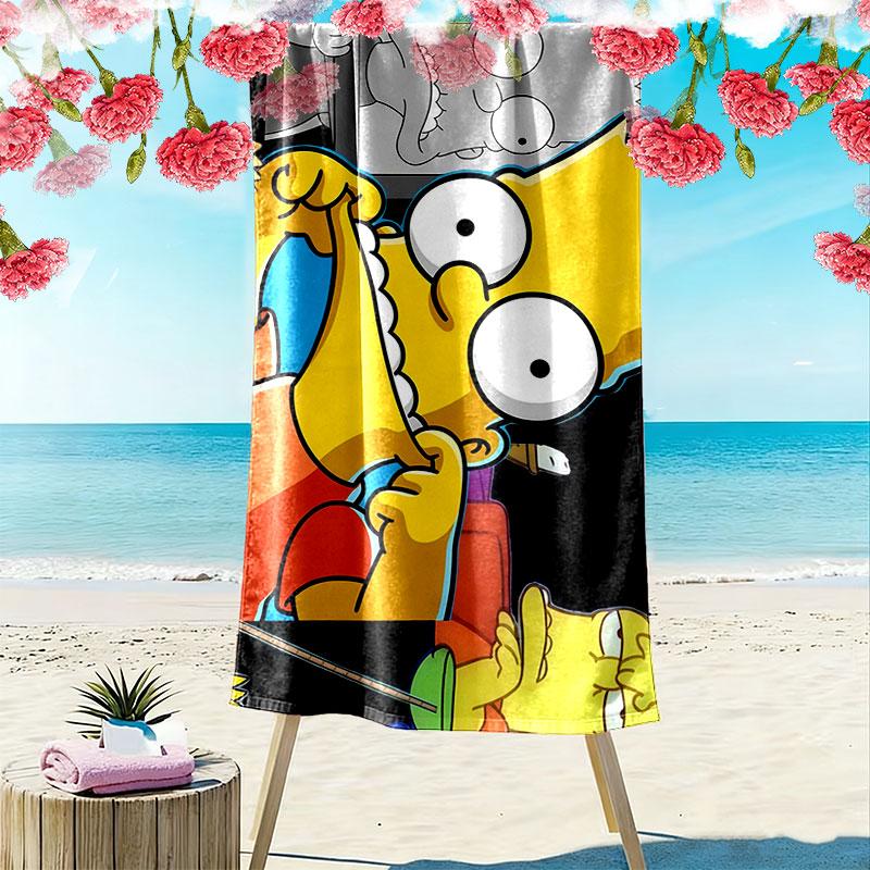 Bart Simpson Art Print Beach Towel, Large Soft Quick Dry Towel for Beach Camping Swimming