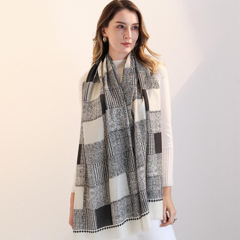 Winter Wool Scarf Women's Long Thermal Scarf Shawl Dual-purpose