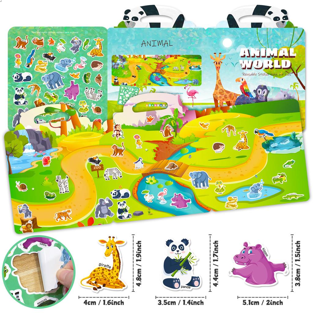 Jelly Sticker Book Early Education Focus Cultivation Fun Zoo Sticker Book Puzzle Cultivation Scene Do-It-Yourself Sticker