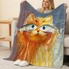 Plush Flannel Blanket with Cat Pattern Soft, Warm, No Shedding, Ideal for Home, Couch, Single Bedroom Use Great for Halloween & Christmas!