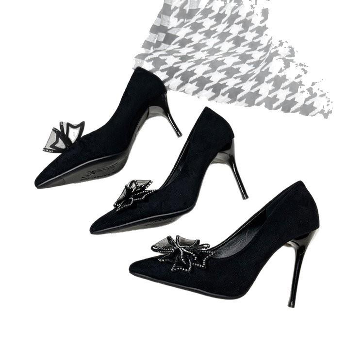 French high heels summer 2025 new European and American fashion flower pointed stiletto women's fashion shoes