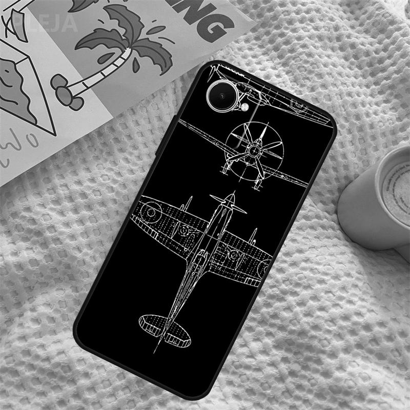 Airplane Aircraft Case For Realme C67 C63 C55 C51 C75 C61 C53 C35 C65 C71 11 12 13 14 15 Pro Plus GT6 GT7 Pro