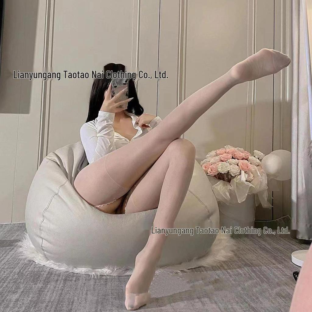 Crotchless Black Silk Stockings with Double-Sided Open Design - Sexy and Alluring.