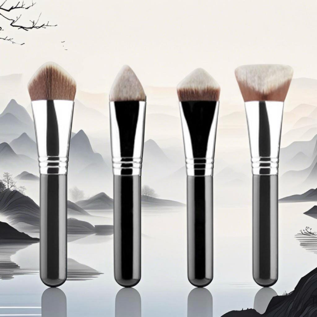 Custom Logo Angled Synthetic Hair Crescent Arc Shape Flat Angled Foundation Brush Brushes for Make Up Foundation Private Label