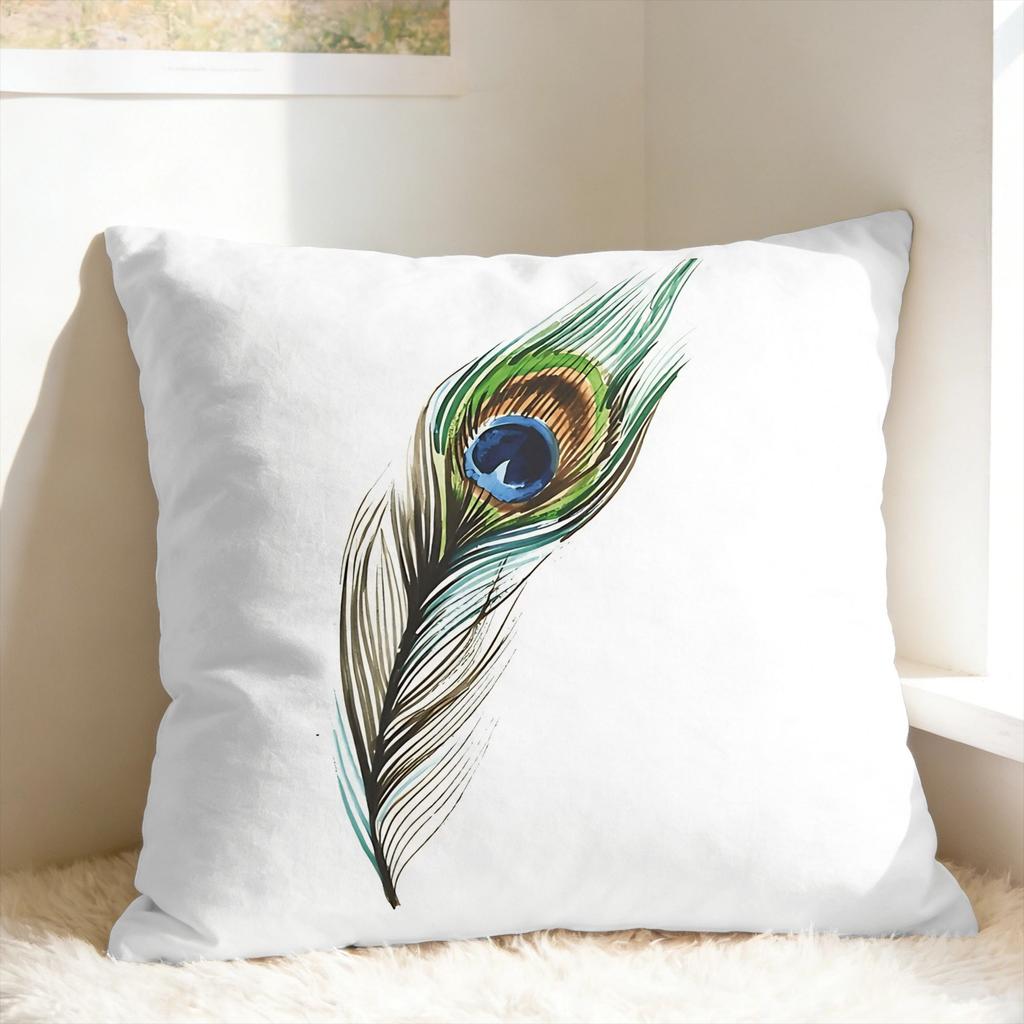 Peacock Feather Printing Pillow Case Fashion Pillow Cover Comfy Pillowcases For Sofa Couch Bed Living Room
