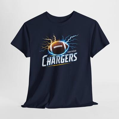 Camiseta de Algodão Pesado San Diego Chargers, Camiseta de Futebol Unissex, Fã de Esportes.