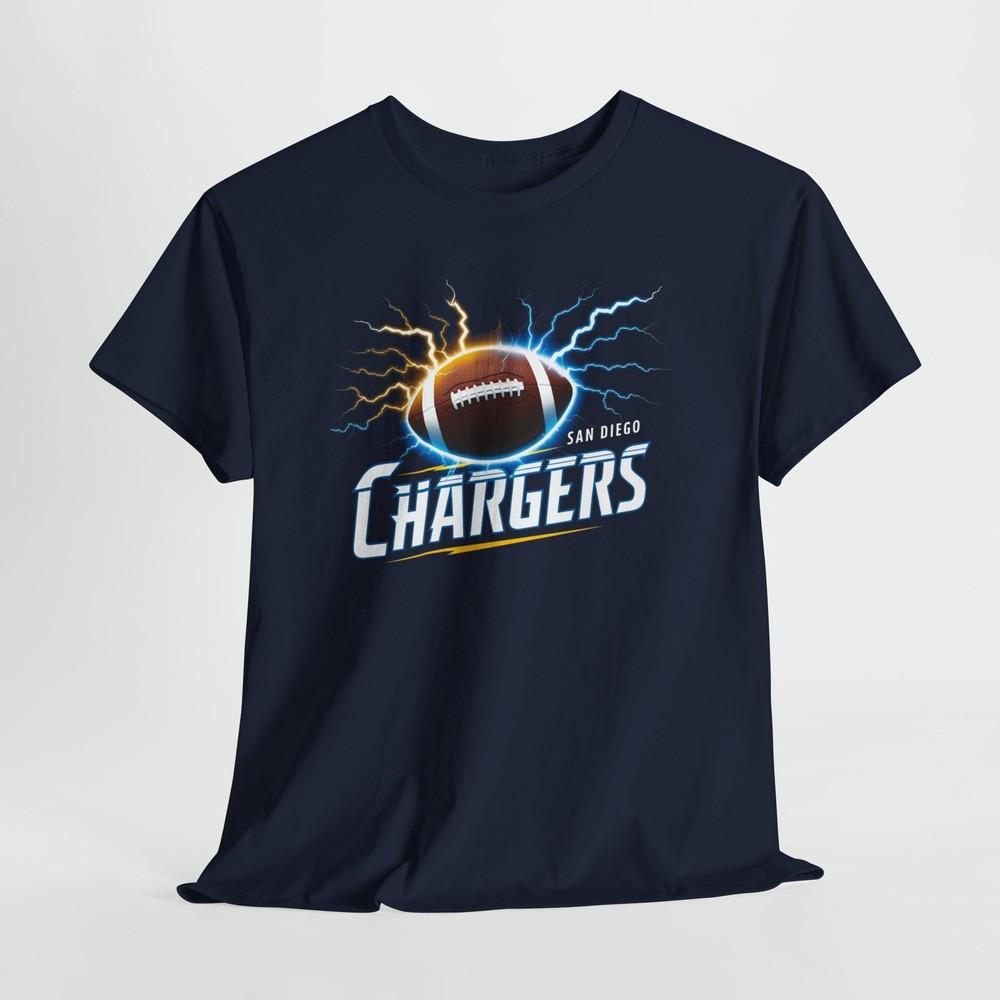 

Футболка из плотного хлопка San Diego Chargers, Унисекс, для футбольных болельщиков. S