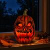 Halloween Pumpkin Craft Ornament Decoration with Carved Face Design for Seasonal Home Display and Festive Tabletop Arrangement