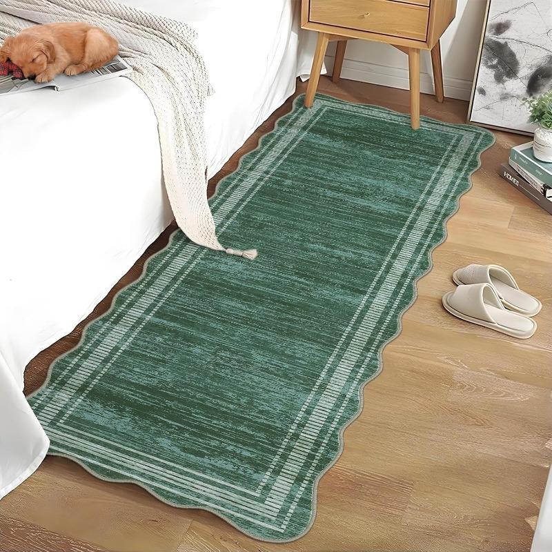 Green Kitchen Carpet Small Fresh Plant Flower Print Runner Fashion Minimalist Machine Washable Foldable Non-Slip Corridor Mat