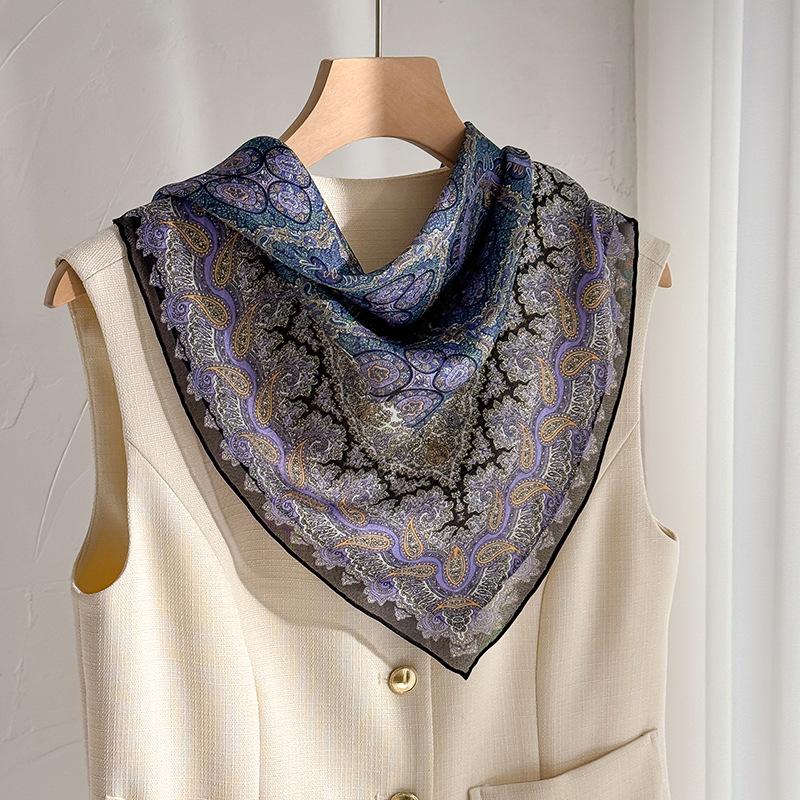 100% Natural Real Silk Scarf Women Print Bandana Square Scarves Wrap Kerchief Fashion Summer Beach High Quality Hijab Sjaals
