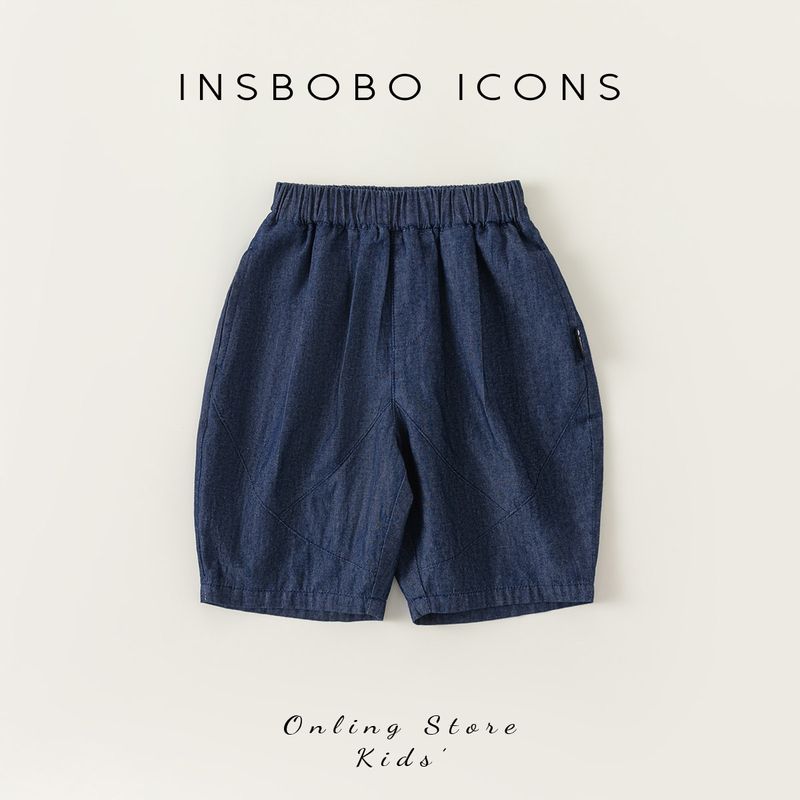 Boys  Pants Summer Wear 2024 New Arrival Girl Denim Summer Middle Pants Kids Children s Clothing Fashionable Insbobo Dark Blue 100