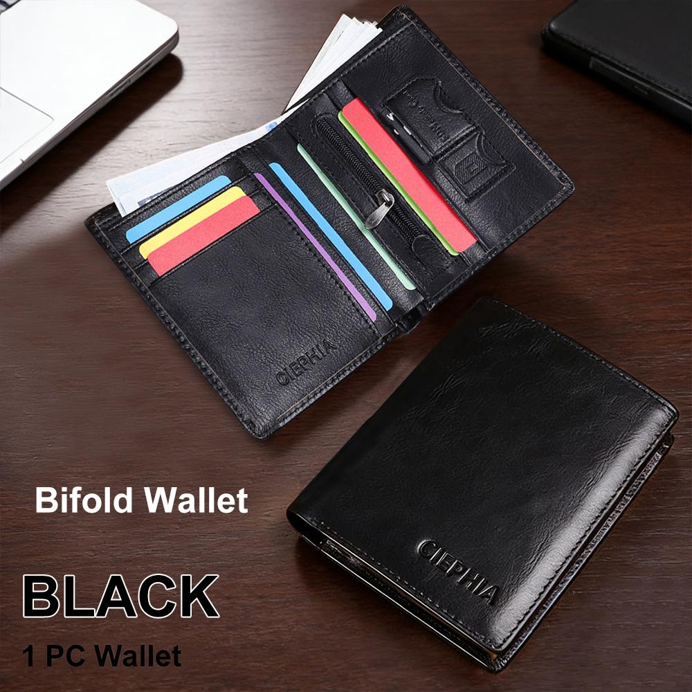 Portafoglio da Uomo Vintage in Pelle di Mucca, 12 Scomparti per Carte Multifunzione con 1 Finestra per Documenti, Tasca Portamonete con Zip, Protezione Blocco RFID Portafoglio in Vera Pelle