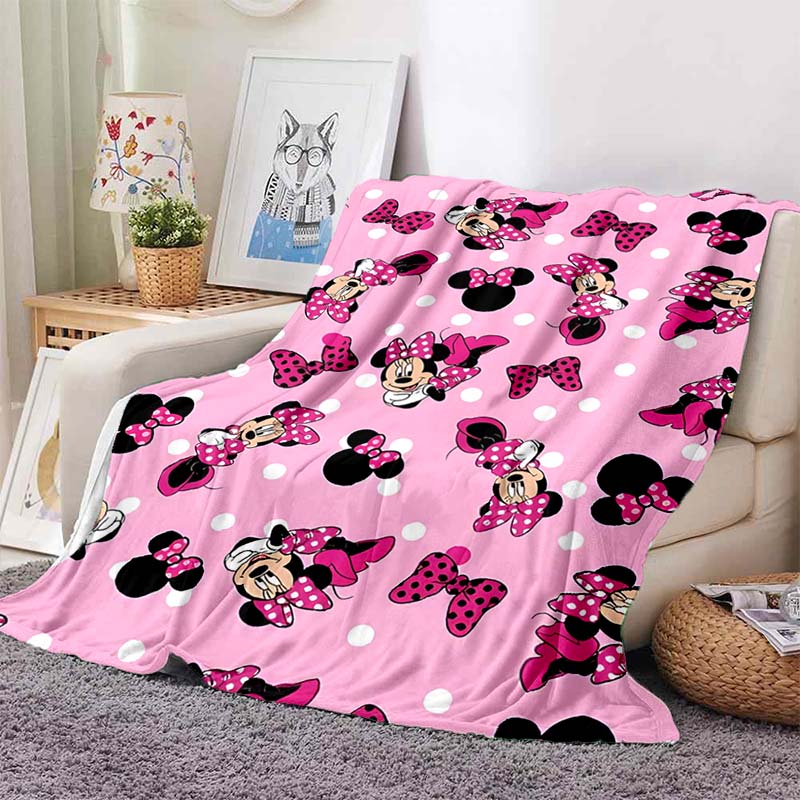 6 Sizes Warm Soft Disney Cute Minnie Cartoon Blanket Fluffy Children and Adults Luxury Gifts for Home Travel Camping Picnic