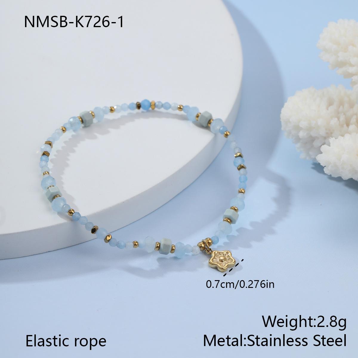 GEMCHIC Women s Natural Stone Beaded Bracelet Premium Stainless Steel Waterproof Fashion Hand Chain