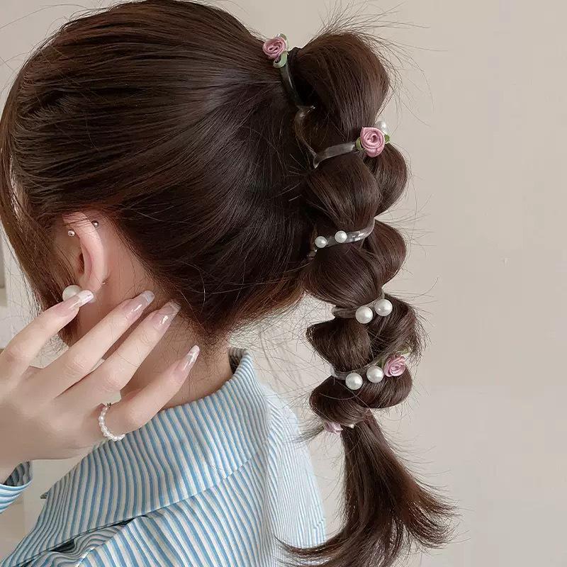 Süßer Schmetterling Rose Perlen Haarband & Flecht-Accessoire Set