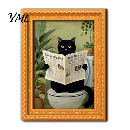 Rustic Home Autumn Accents Black Cat Wooden Refrigerator Magnet, Halloween Theme Decorative Miniature Art Wall Magnets Magnetic Decal, for Kitchen