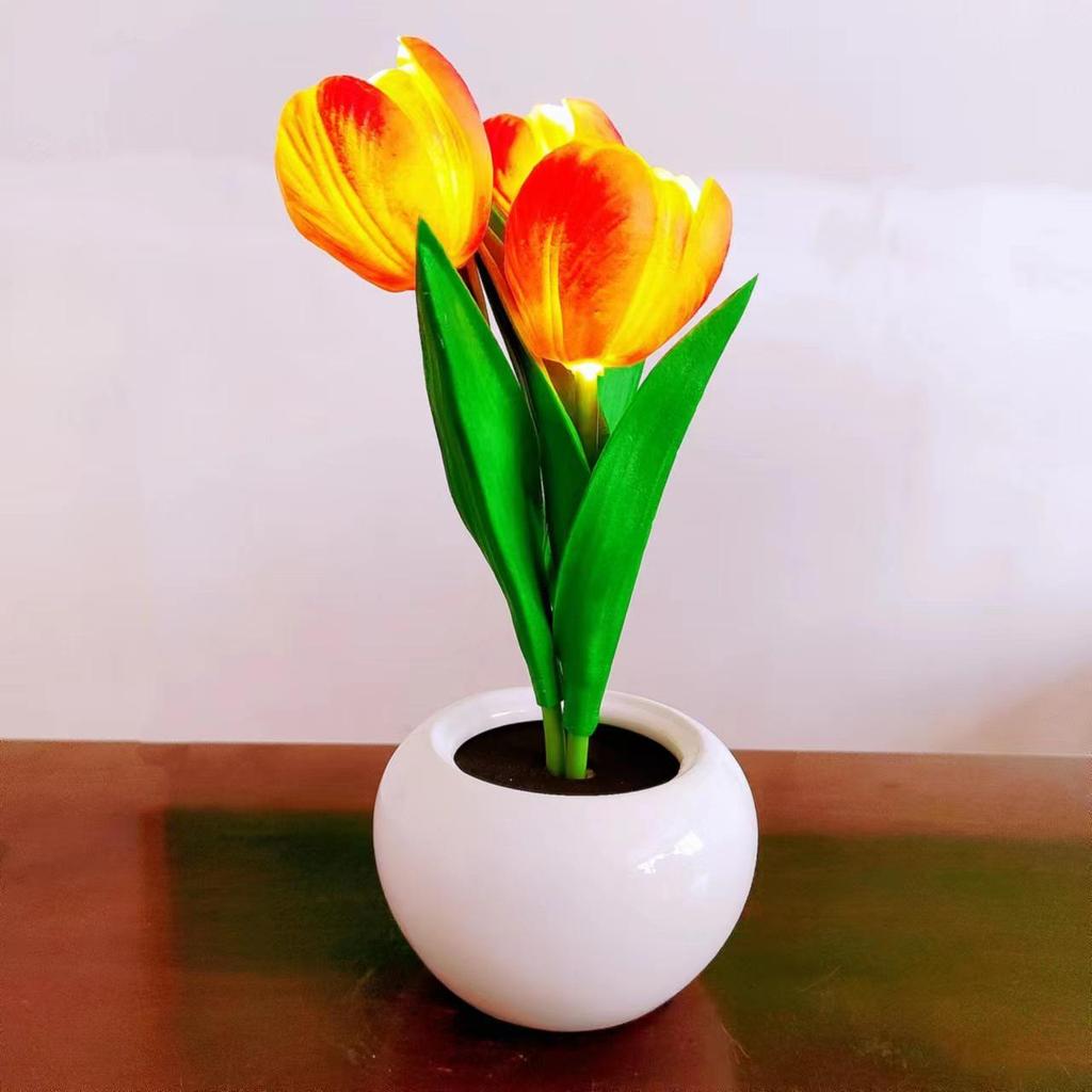 LED Tulip Night Light - Simulated Flower Bouquet for Bedroom Decor and Creative Father's Day Gift