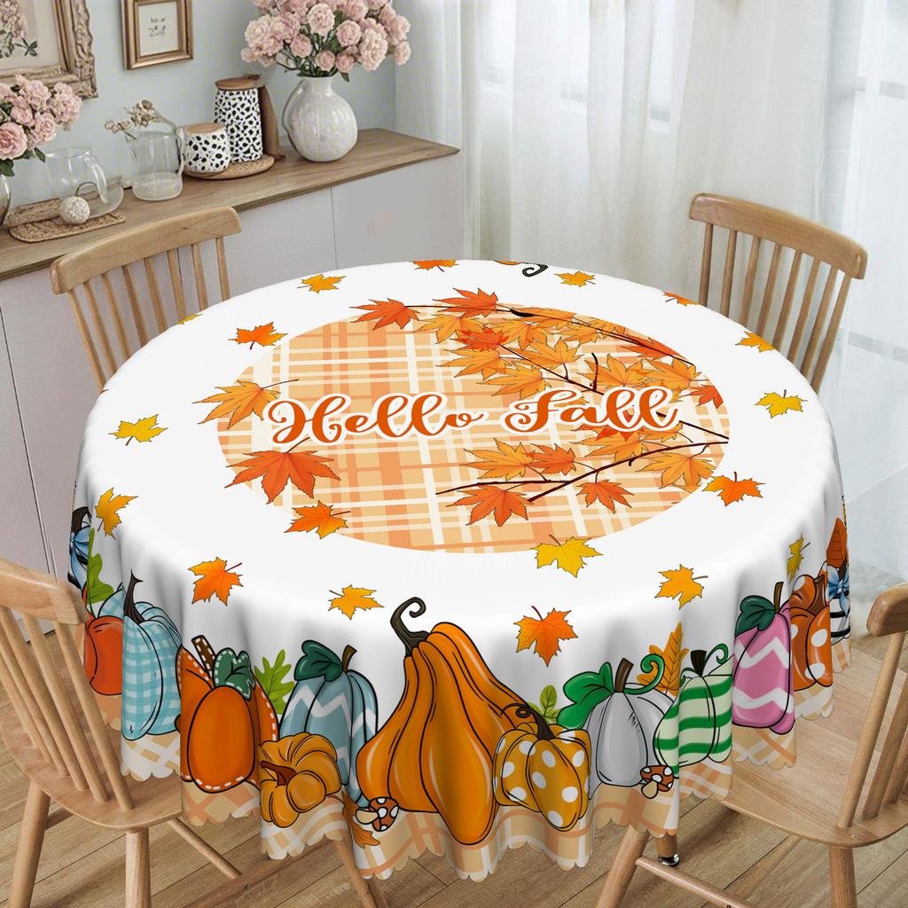 Christmas Atmosphere Tablecloth Santa Elk Snowman Print Pink Round Table Cloth Rectangular Coffee Table Cloth