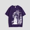 Casual Printed Crew-Neck T-Shirt, Dark Gothic Cross and Castle Print Short-Sleeve T-Shirt, Streetwear Brand Loose Oversized Unisex Top